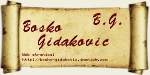 Boško Gidaković vizit kartica